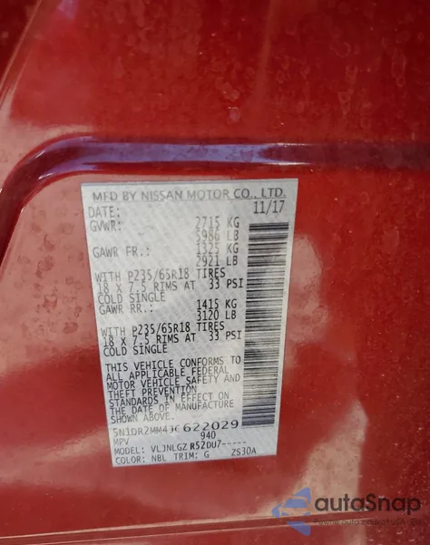 2018 Nissan Pathfinder S from USA, damaged, VIN 5N1DR2MM4JC622029